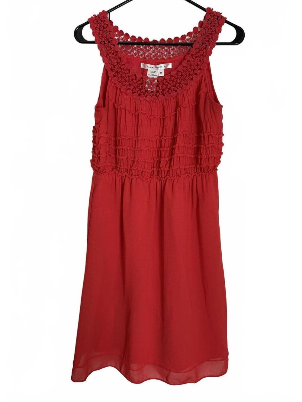 Max Studio Dress Medium Red Tomato Girl Coquette Sleeveless Spring Summer